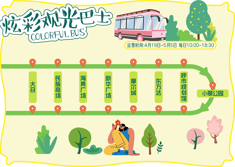 “炫彩觀光巴士”線路信息。呼和浩特市文化旅游廣電局供圖